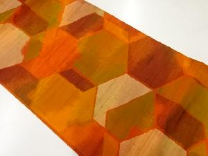 リサイクル　手織り紬変わり亀甲模様織出し名古屋帯